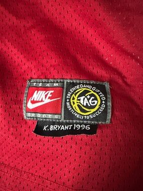 Nike Red Mesh Basketball Jersey with TAG Kobe Bryant 1996 Label
